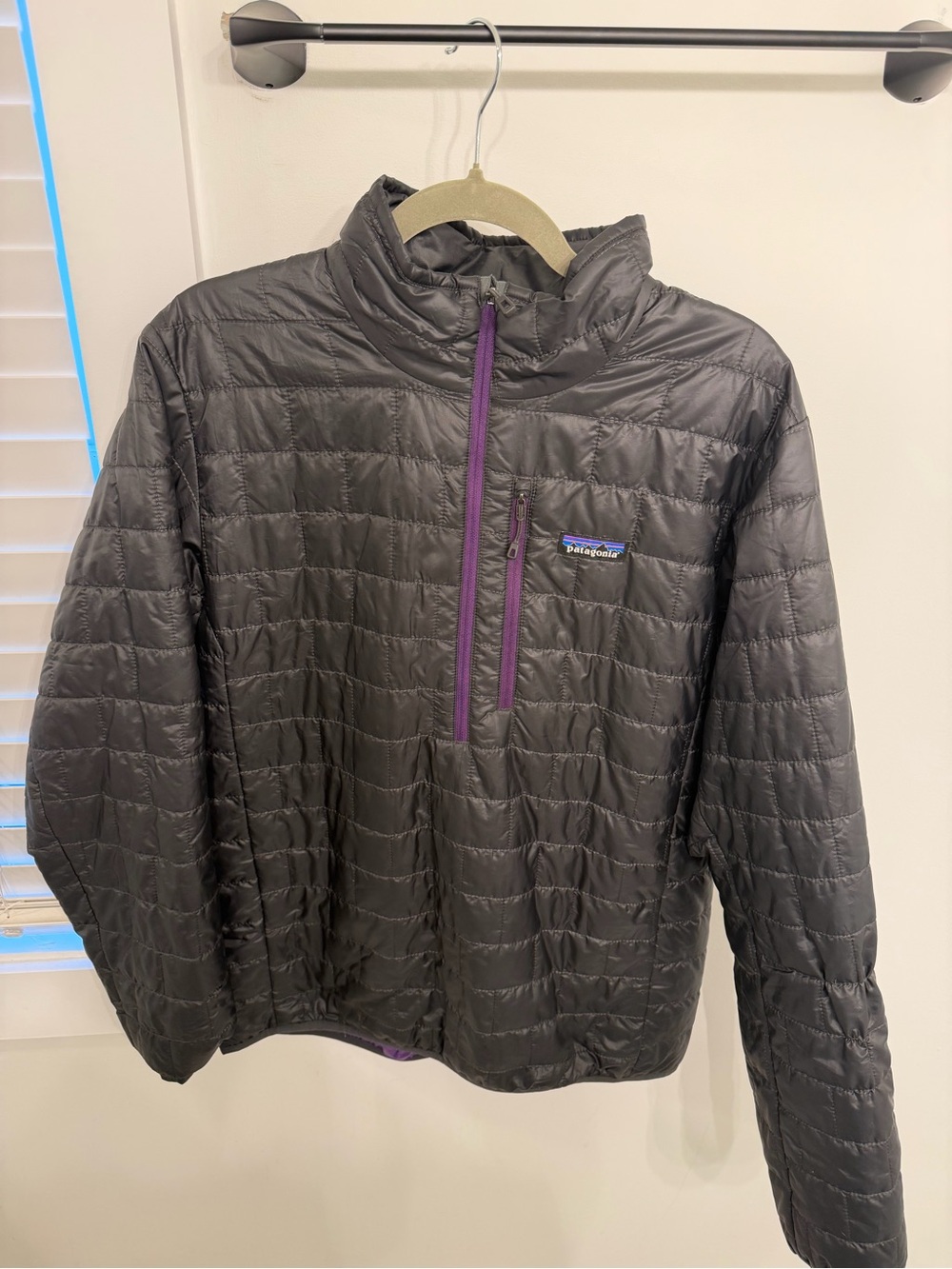 Patagonia nano puff - Charcoal with Purple Trim
